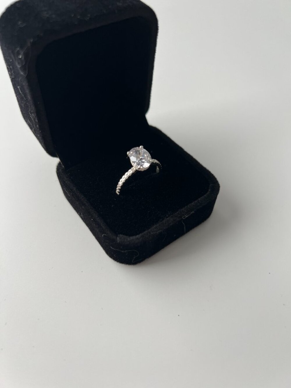 Two carat CZ solitaire ring sterling silver band
